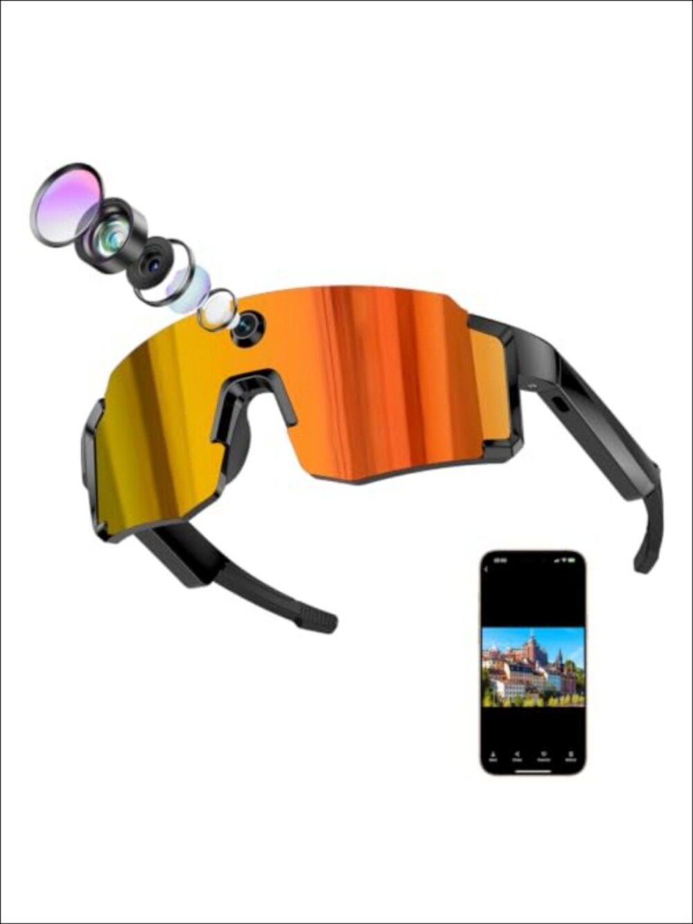 Smart Glasses with Camera Bluetooth Music AI Video Recording Voice Assistant